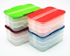 Kühlschrank Stapelbox Wurst Käse 3er Box Etagen flach Kunststoff farbiger Deckel