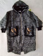 PAPARAZZI FASHION Mantel PF Gr. L schwarz gold Damen Kapuze Logo Glitzer Rüsche