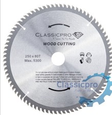 Classicpro 250 mm x 30 mm Bohrung + Reduzierstück 80T TCT Kreissägeblatt Tauchschnitte