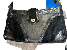 Kelly bag Schultertasche Medici schwarz Kroko Optik Leder Textil quiet luxury