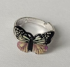 Ring Gr. 48 (15,3) verstellbare Größe Schmetterling Mädchen Schmuck Silberfarbe