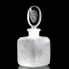 Kleiner Flakon mit Stöpsel und gravierten Mondgesicht, Freia Schulze um 1980