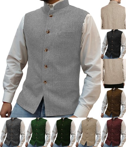 Stehkragen herren tweed weste - stehkragen,