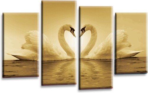 Liebe schwäne wandbild creme - liebe,