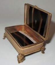 Antike Achat Pillendose Schmuckbox Edelstein Schatulle -766-