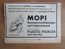 MOPI Rennsportverkleidung, Plastic-Pichler, Werbung von 1969, Annonce, Vintage