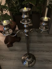 Kerzenständer Kerzenhalter Kandelaber 62cm Silber Metall Kerzenleuchter Deko
