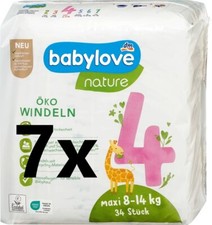 Babylove Nature Öko Windeln 7x34=238 St. Gr. 4 Maxi 8-14kg ohne Chlor Parfum DM