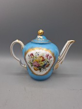 Sèvres Porzellan Teekanne Mocca 19. Jhdt Goldrand Fasan Vogel Beschädig Hellblau