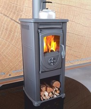 EEK A+ Kaminofen Okta gussgrau mit Herdplatte - 3,9kW