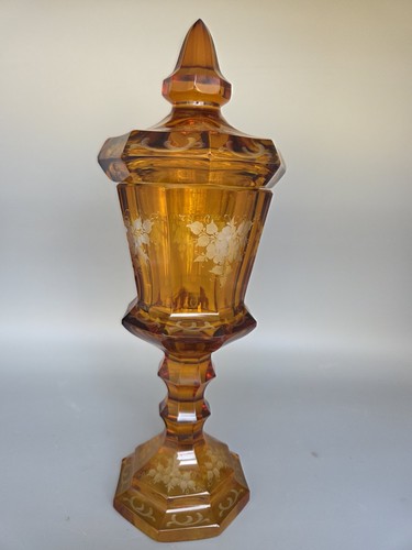 Antique bohemian amber cut - amber,
