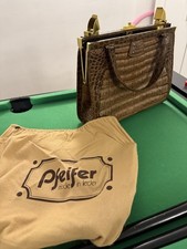 Vintage Leder Damen Handtasche Krokodil Tasche Optik Braun