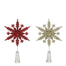 Christbaumspitze aus Kunststoff Weihnachtsstern rot gold 23 cm 2-fach sortiert