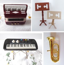 Musik Instrument Klavier Harfe E-Piano Akkordeon Tuba Puppenhaus Miniatur 1:12