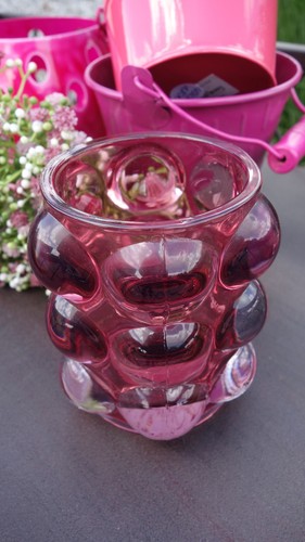 Windlicht bubble pink glas - bubble,