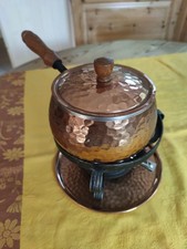 Vintage Fondue Set aus der Schweiz, Kupfer gehämmert, 6-teilig, Guter Zustand