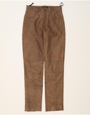 PANTERA Herren Straight Lederhose W30 L33 Beige Leder AH03