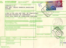 Spanien Paketkarte mit