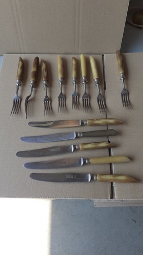 Antike besteckteile mit horn - mit,