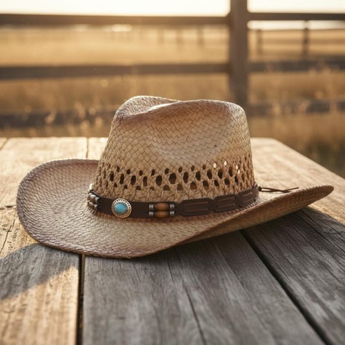 Cowboyhut aus stroh - stroh, leicht
