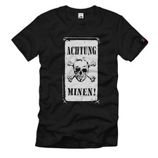 Achtung Minen Warnung Signal Schild Totenkopf T-Shirt#119