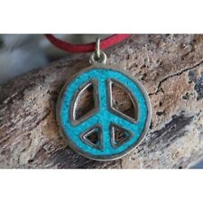 Anhänger Amulett Peace Peaceanhänger Nepal Friedenszeichen Peacesymbol Türkis