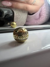 Pandora Charm Gold Bicolor Clip Kugel Ball Runde Logo Original S925 ALE Glanz ✨