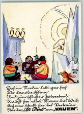 13948581 - Auf AK Vauen Dr. Perl Pfeife Eskimo Kartenspiel Eisbaer Humor Werbung