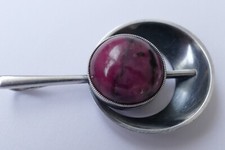Designer Anhänger Modernist 935 Silber Rhodonit Cabochon Vintage 70er pendant