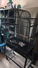 Vogelkäfig / groß / gußeisern / anthrazit schwarz / sehr guter Zustand / Zubehör