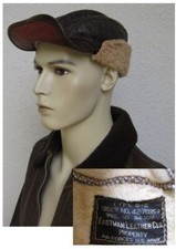 USAF B2 Eastman Leather Cap Flight Cap Sheepskin Vintage Gr 7 WWII US Airforce