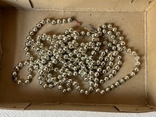 alte Christbaumkette Christbaumschmuck Hohlglasperlen Gablonz antik silber 2,80m