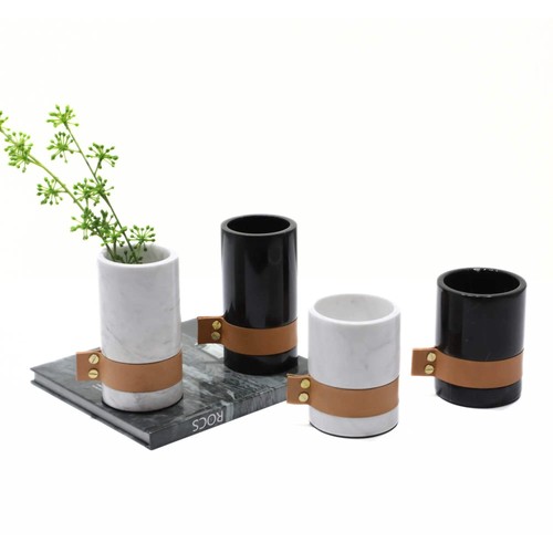 Marmorvase rund mit - rund,
