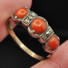 Korallen Ring Art Deco Antik
