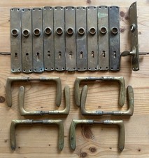 6 Antik Art Déco Messing Türgriffe Türklinke Türbeschlag Bauhaus Bruno Taut 30er