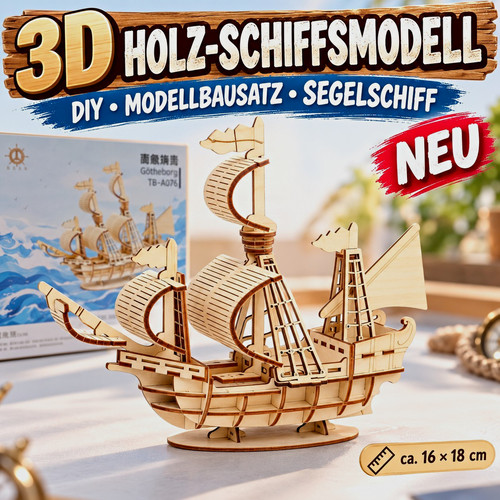 Holzpuzzle segelschiff - 3d,