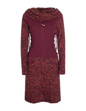 Vishes Langarm Kleid Baumwolle Jerseykleid Sweatkleid mit Schnürung und Kapuze