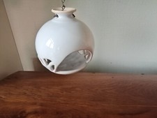 Vintage 70er Keramik Hänge Windlicht Ranke rund 10 cm weiß Leuchter w.neu