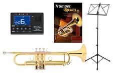 B-Trompete Jazztrompete Messing Koffer Mundstück Notenständer Tuner Schule Set