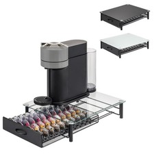 eluno Glas-Kapselhalter für 40x Nespresso Vertuo, Kapselspender mit Glasplatte