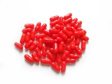 60 Glasperlen Stäbchen korallenrot opak 4 x 9 mm mittig gebohrt