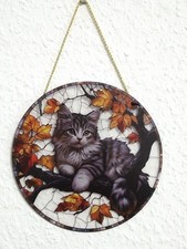 Fensterbild Katze Herbst