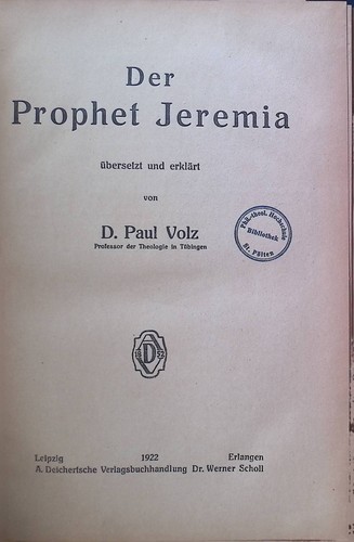 Der prophet jeremia kommentar - der,
