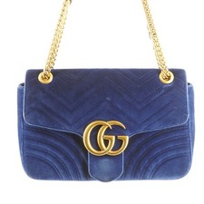 Gucci Blue Velvet Marmont Flap
