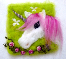 Wollbild einhorn rosen bild - einhorn,