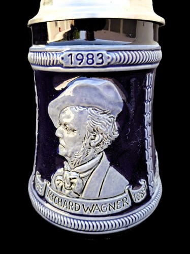 Bierkrug keramik zinndeckel - bierkrug,