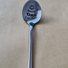 Latte Macchiato/Joghurtlöffel aus Edelstahl mit Gravur. Beste Oma