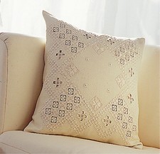 Handarbeiten Hardanger Deko Kissen 40x40cm mit Kissenfüllung.