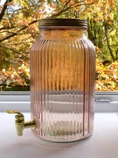 HANSON Getränkespender/Wasser-/Saftspender Glas braun/geriffelt + Zapfhahn  5,5L