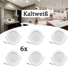 6x LED Einbaustrahler Spot 230V Bad ultra-flach Lampe 6W Einbau-Leuchte IP44 DE